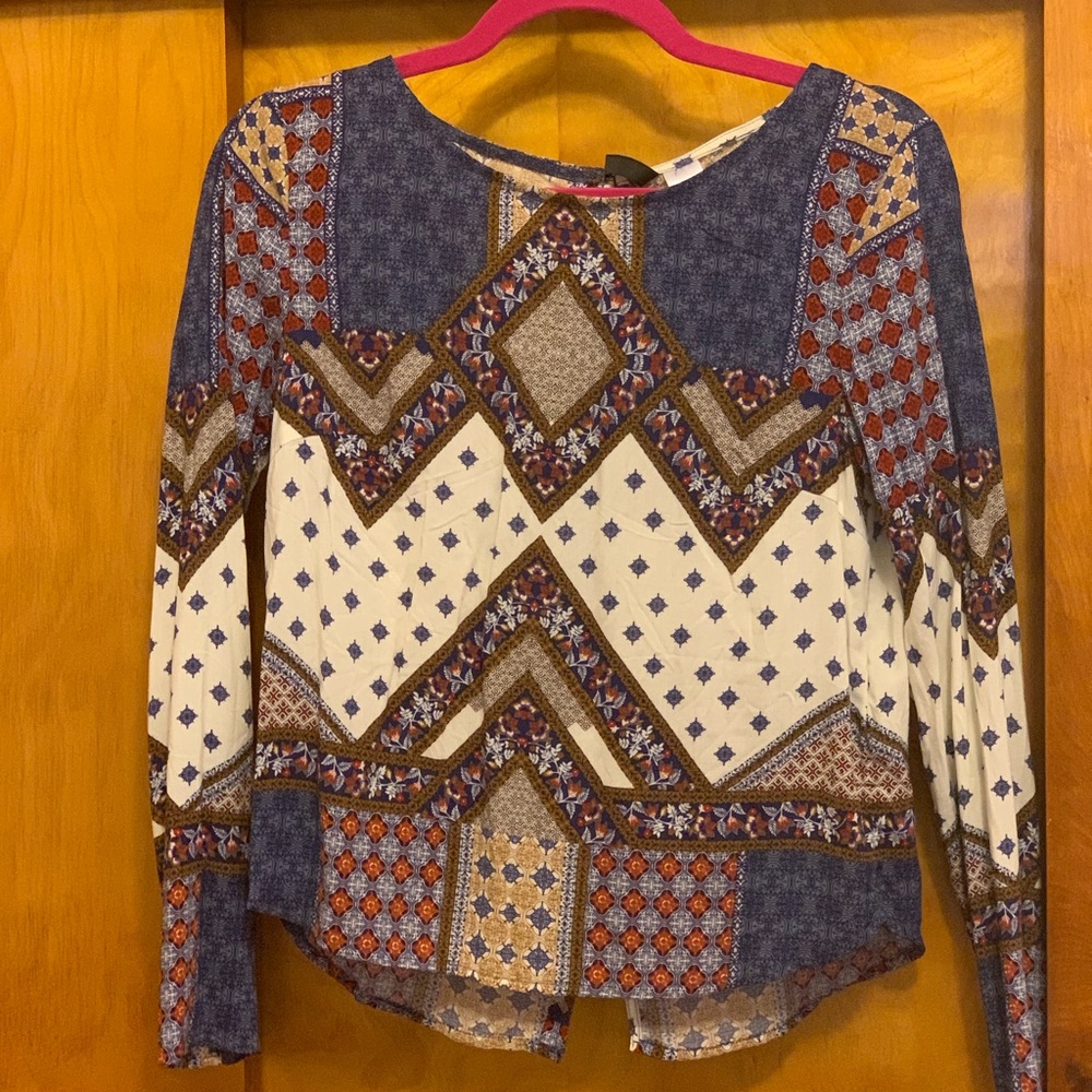 H&M Divided Boho Patchwork Long Sleeve Top